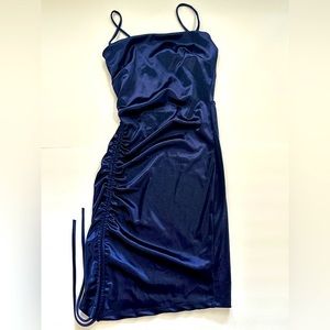 Navy Blue Satin Dress